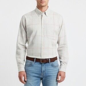 ALEX CANNON Mens XL Button Down Shirt Long Sleeve Plaid Casual Top